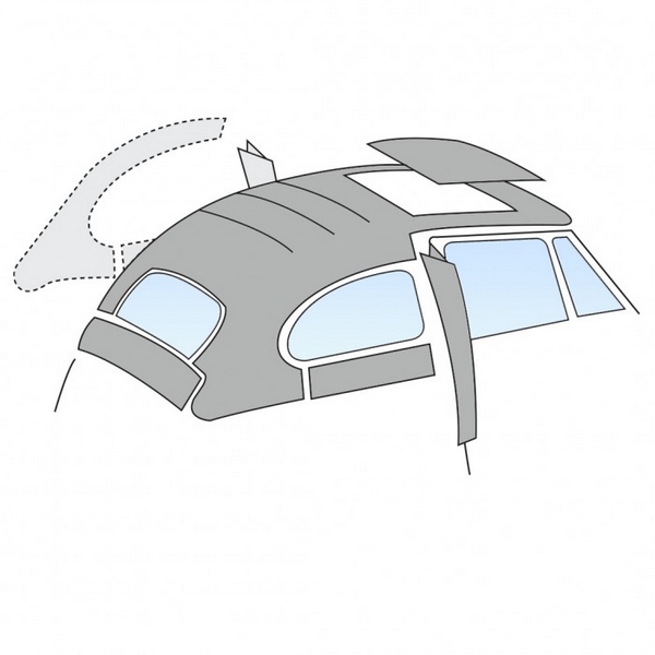 Bug Sedan 1964-67, Headliner, Easy Install W/Post Mat. - W/Sunroof